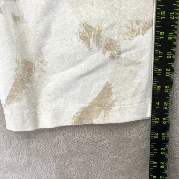 NWT DKNY Pure Womens Pants Small Linen Blend Wide Leg Beige Abstract Pull On - Picture 5 of 15
